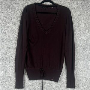 Ted Baker Long Sleeve V-Neck Brown Pullover Knit Sweater Size 2